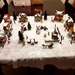 Vintage 43 Piece Porcelain Christmas Village EUC